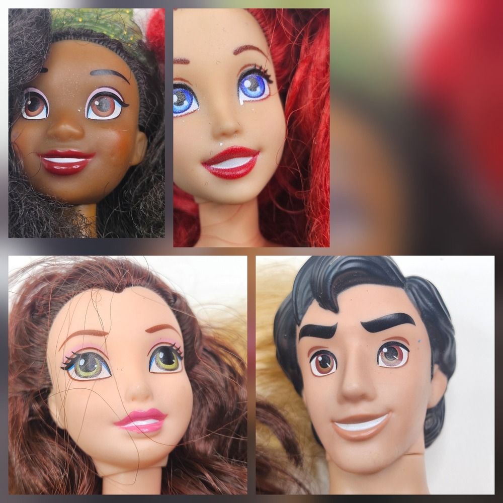 Disney Doll Lot Kids 11.5in Multicolor Princess Ariel Tiana Belle Eric Aurora